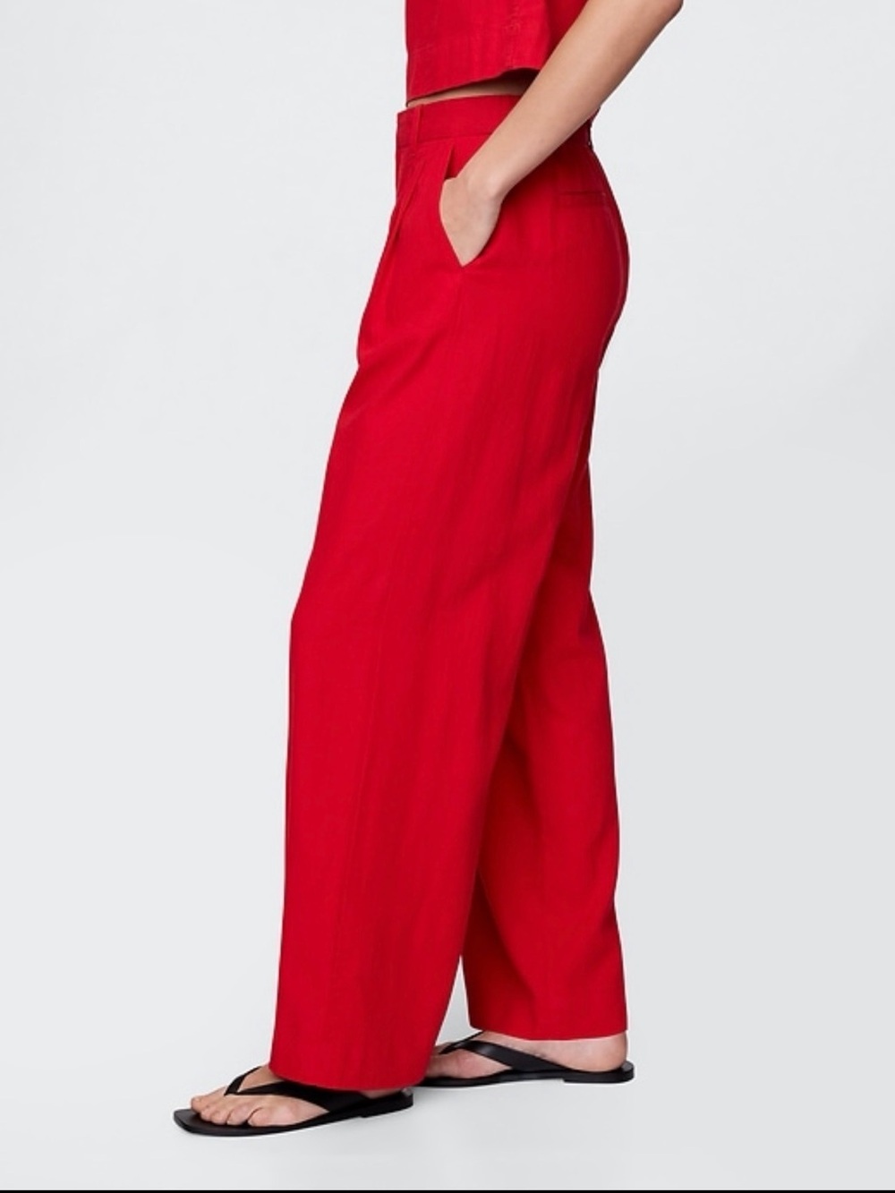 GAP High-Rise Wide Leg Red Trousers